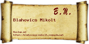 Blahovics Mikolt névjegykártya